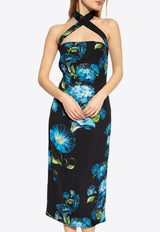 Charmeuse Sheath Floral Midi Dress