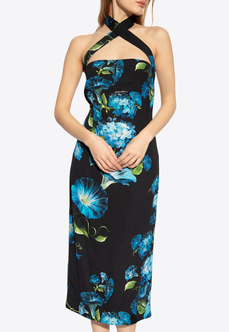 Charmeuse Sheath Floral Midi Dress