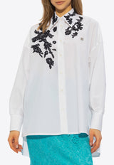 Floral Lace Applique Long-Sleeved Shirt