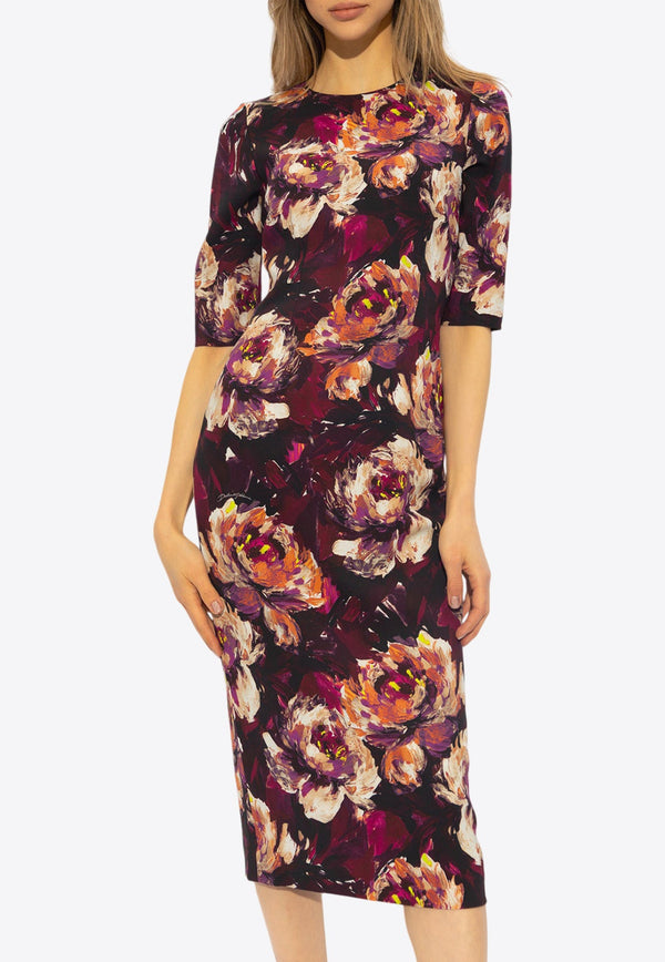 Peony Print Cady Sheath Dress