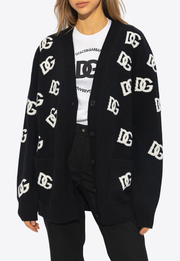 DG Logo Jacquard Wool Cardigan