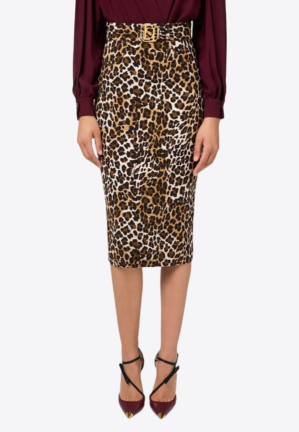 Leopard Print Midi Pencil Skirt