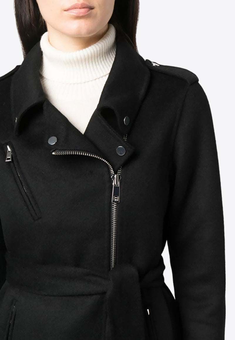 Leak Off-Center Zip-Up Wool Coat