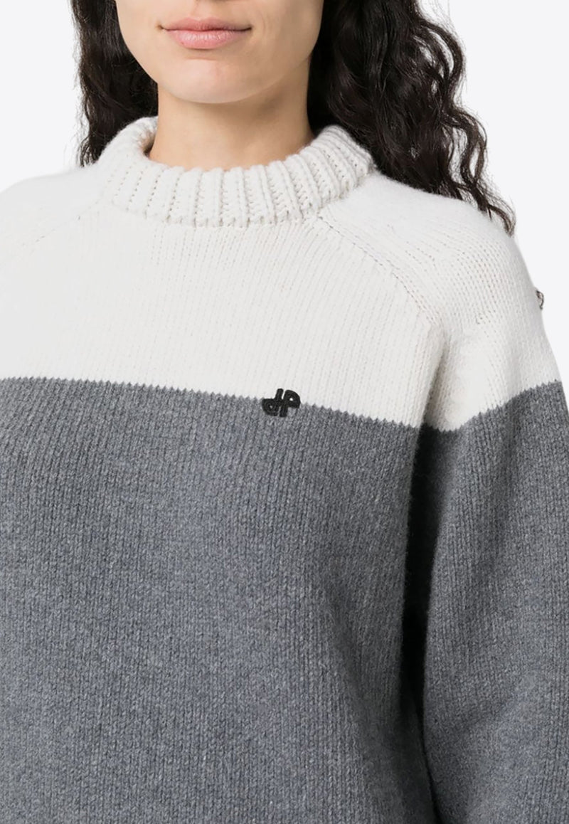 Two-Tone Knitted Wool Sweater