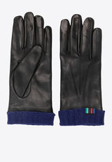 Logo Embroidered Leather Gloves