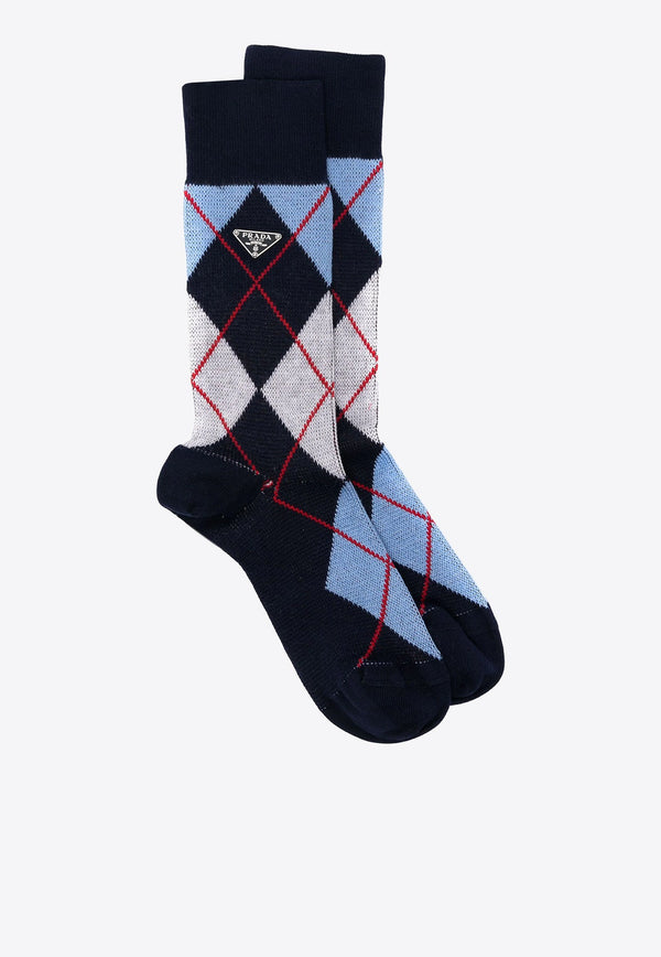 Argyle Check Ribbed Socks