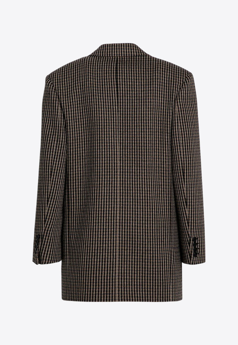 Double-Breasted Checked Wool Blazer