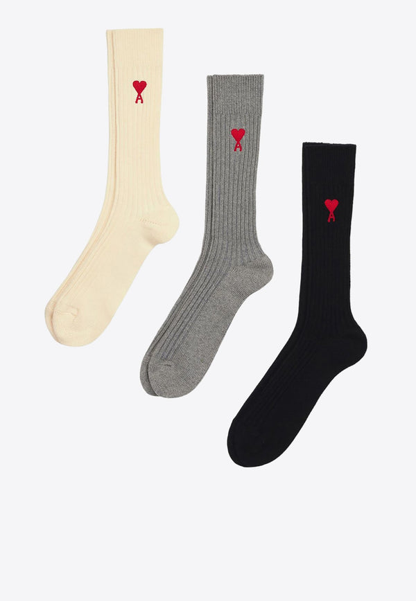 Ami De Coeur Embroidered Socks - Set of 3