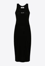 Logo Embroidered Sleeveless Midi Dress