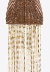 Mini Crystal-Embellished Fringed Bag