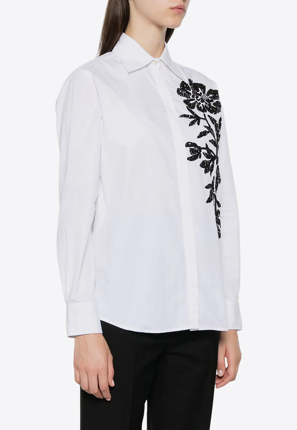 Class Floral Embroidered Long-Sleeved Shirt