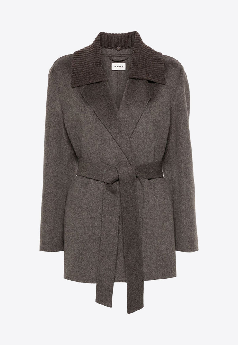 Leak Belted Wool Short Coat