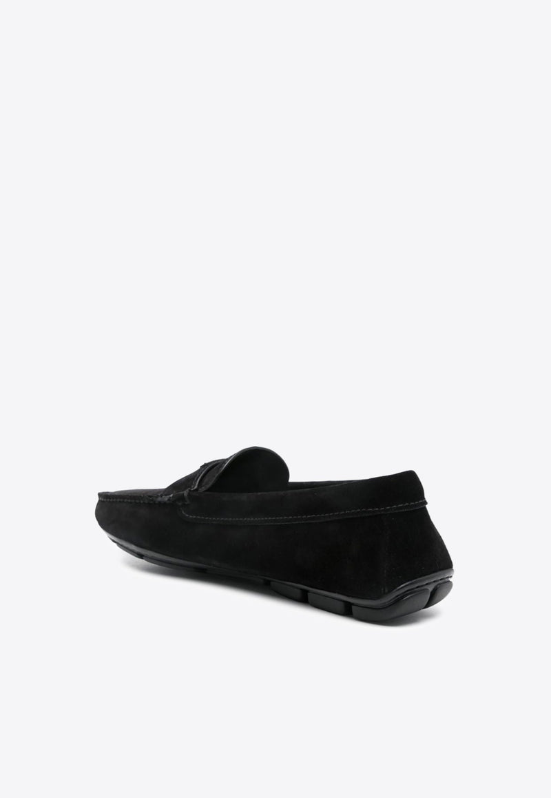 Triangle Logo Suede Loafers