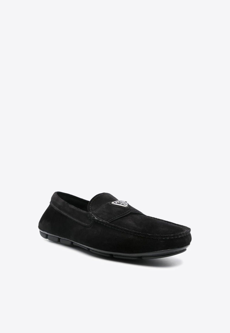 Triangle Logo Suede Loafers