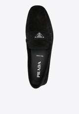 Triangle Logo Suede Loafers