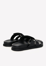 Chypre Sandals in Black Calfskin