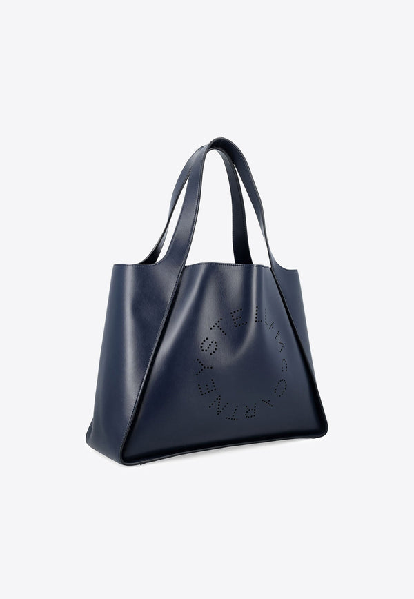 Perforated Logo Faux Leather Tote Bag