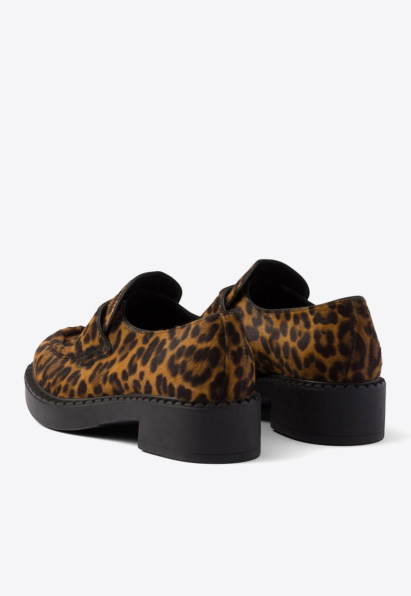 Leopard Print Calf Hair Loafers