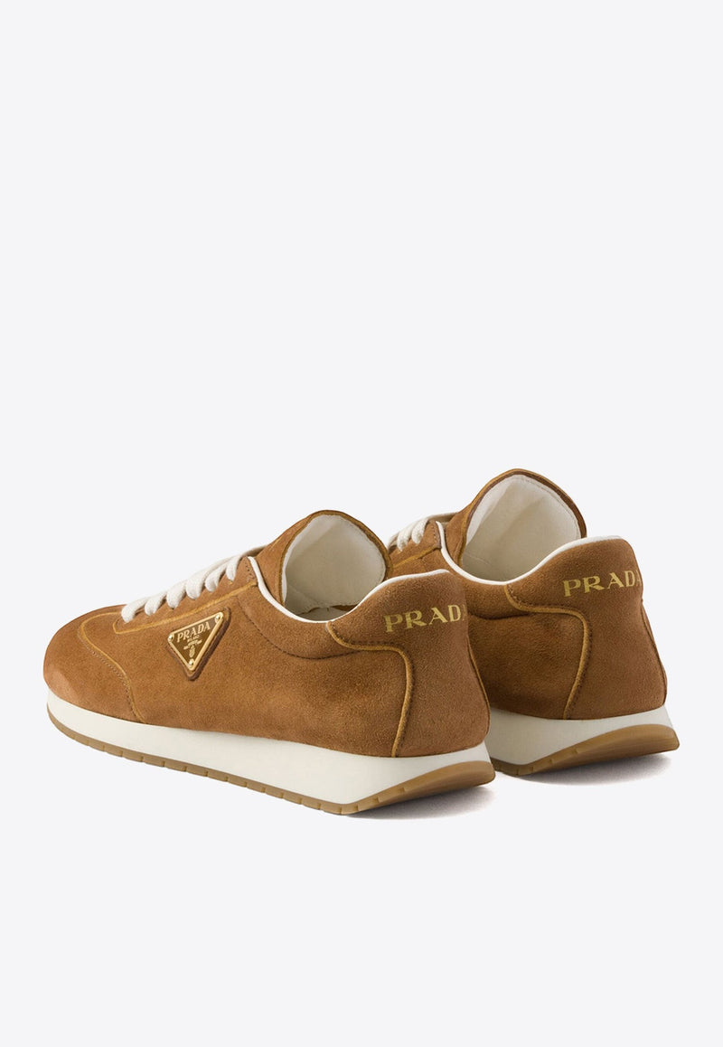 Triangle Logo Suede Sneakers