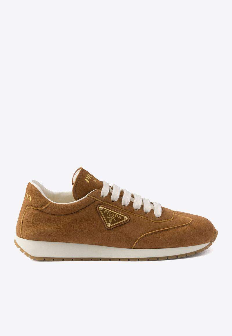 Triangle Logo Suede Sneakers