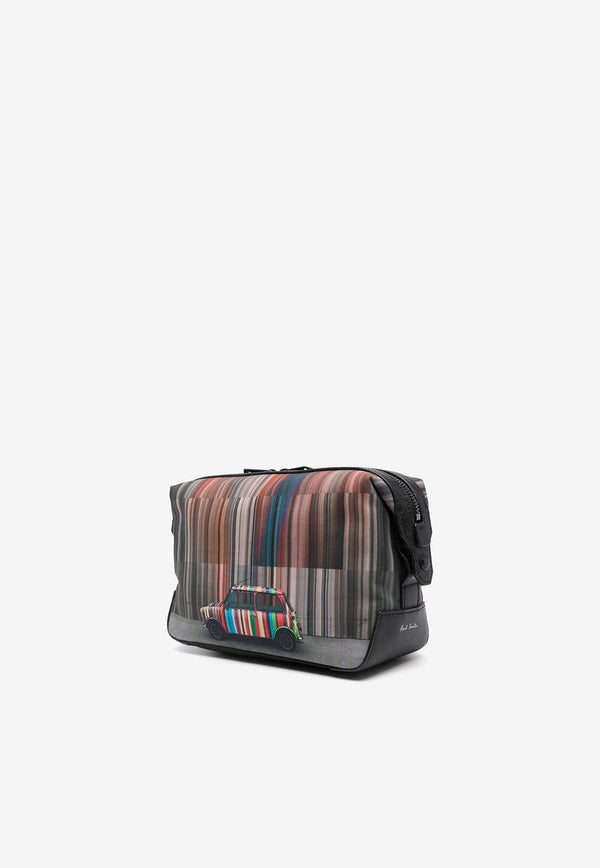 Striped Photograph Print Vanity Bag