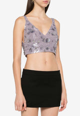 Glow Sequined Cropped Top