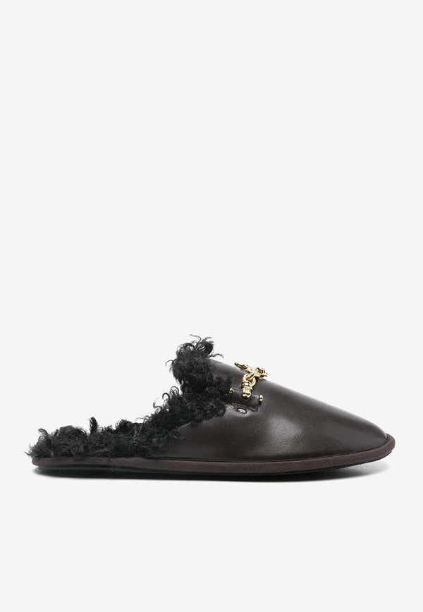 Ryder Plush Faux Leather Flat Mules