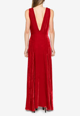 Relur Maxi V-neck Velvet Dress