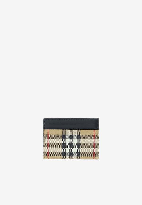 Leather and Canvas Check Cardholder