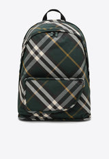 Large Check Pattern Shield Backpack