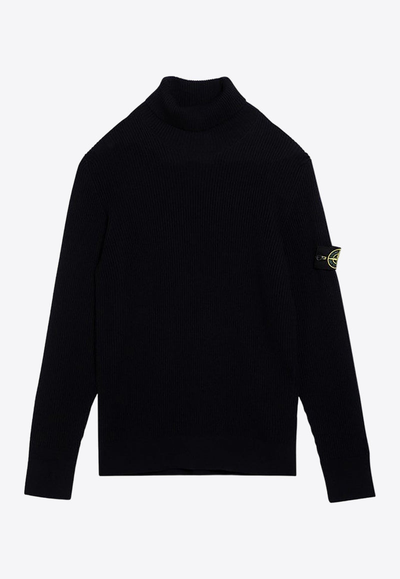 Logo Patch Turtleneck Wool Sweater