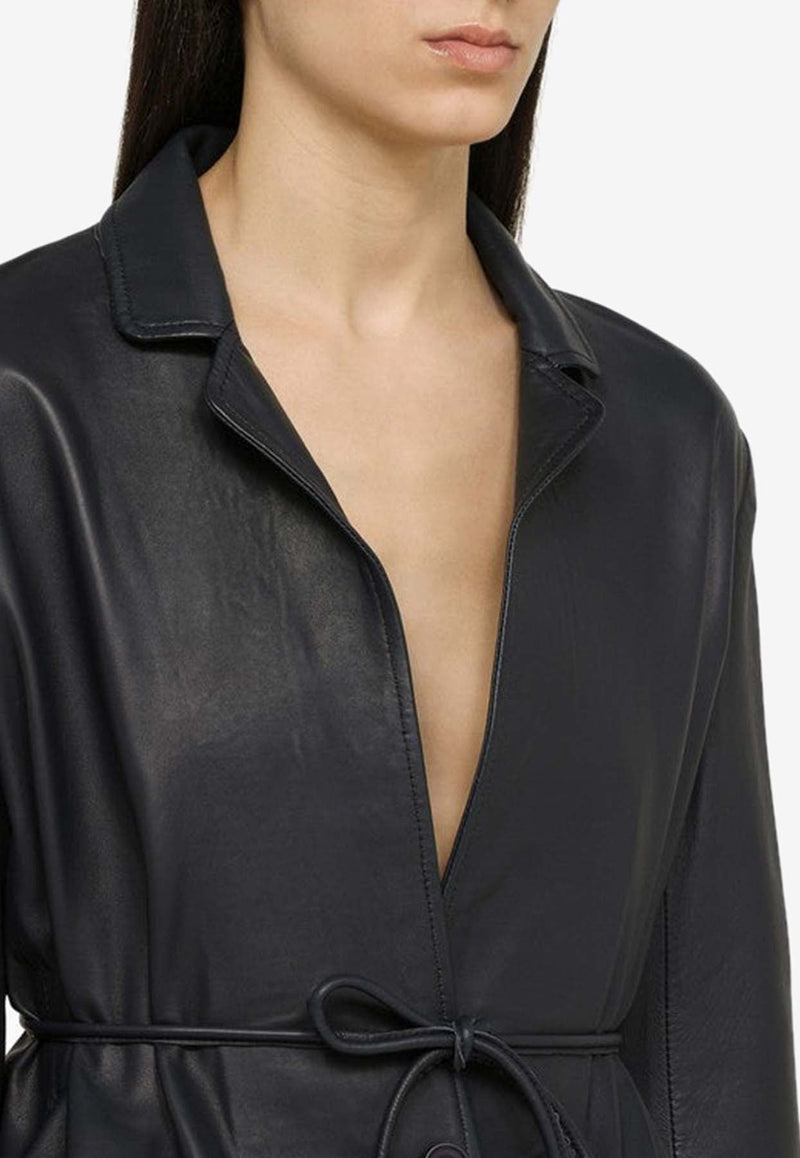 Single-Breasted Leather Blazer