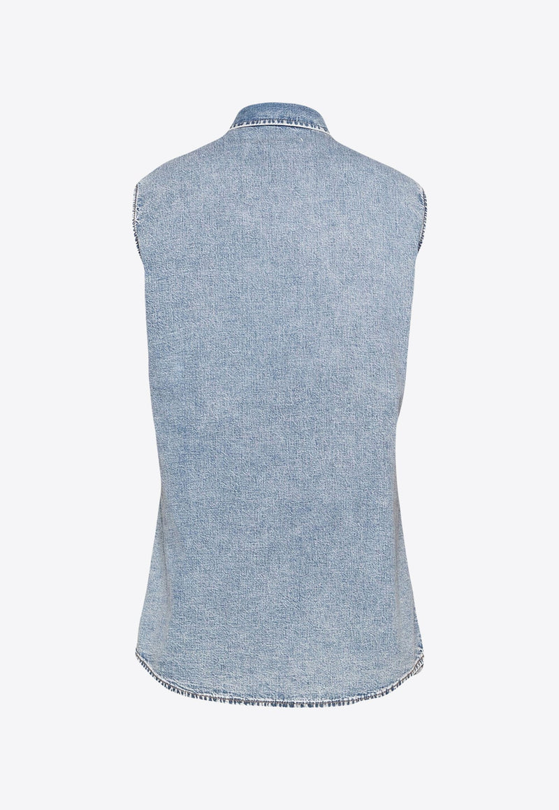 Logo Sleeveless Denim Shirt