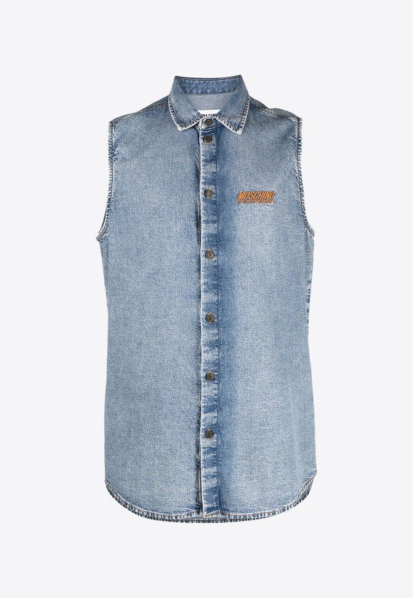 Logo Sleeveless Denim Shirt