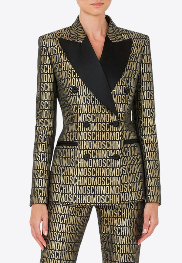 All-Over Logo Double-Breasted Blazer