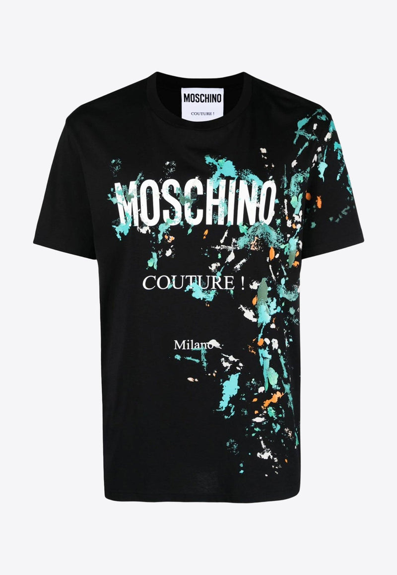 Paint-Splatter Logo Crewneck T-shirt