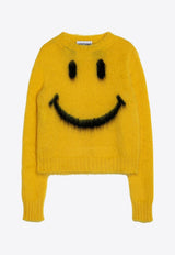 Intarsia Knit Smiley Mohair Sweater