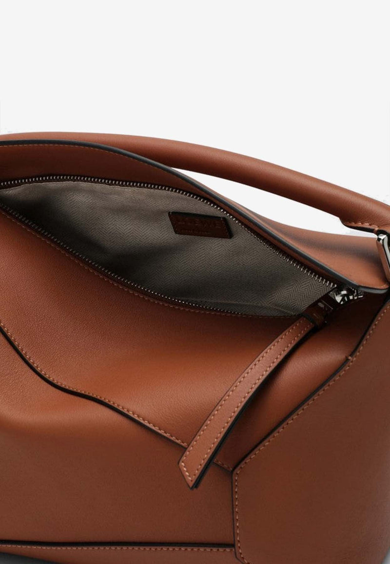 Puzzle Leather Top Handle Bag