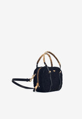 Shearling Logo Top Handle Bag