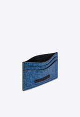 Logo Cardholder in Denim Print Leather