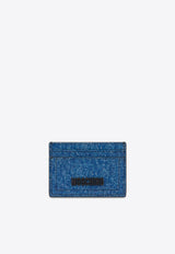 Logo Cardholder in Denim Print Leather