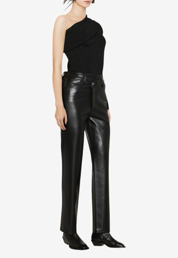 Recycled Leather Criss Cross Straight-Leg Pant