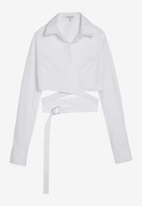 Crossover Poplin Long-Sleeved Shirt