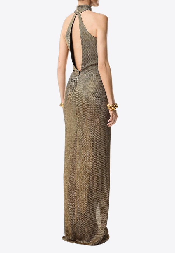 Honeycomb Halterneck Maxi Dress