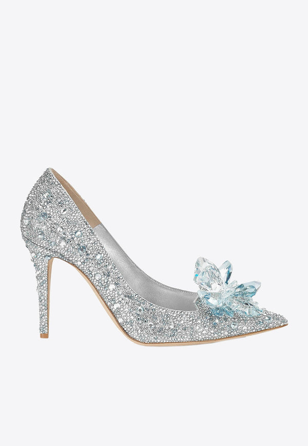 Alia 85 Crystal-Embellished Pointed Pumps