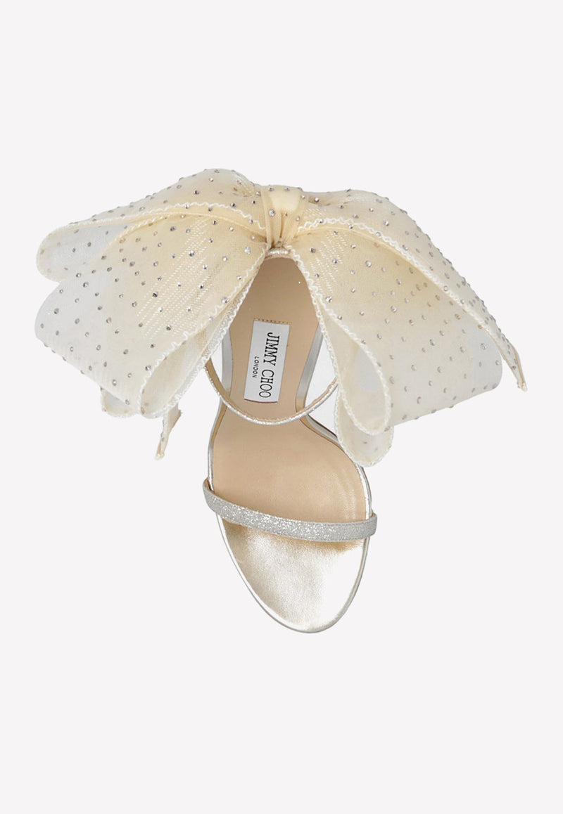 Aveline 100 Glittered Sandals with Oversized Bows