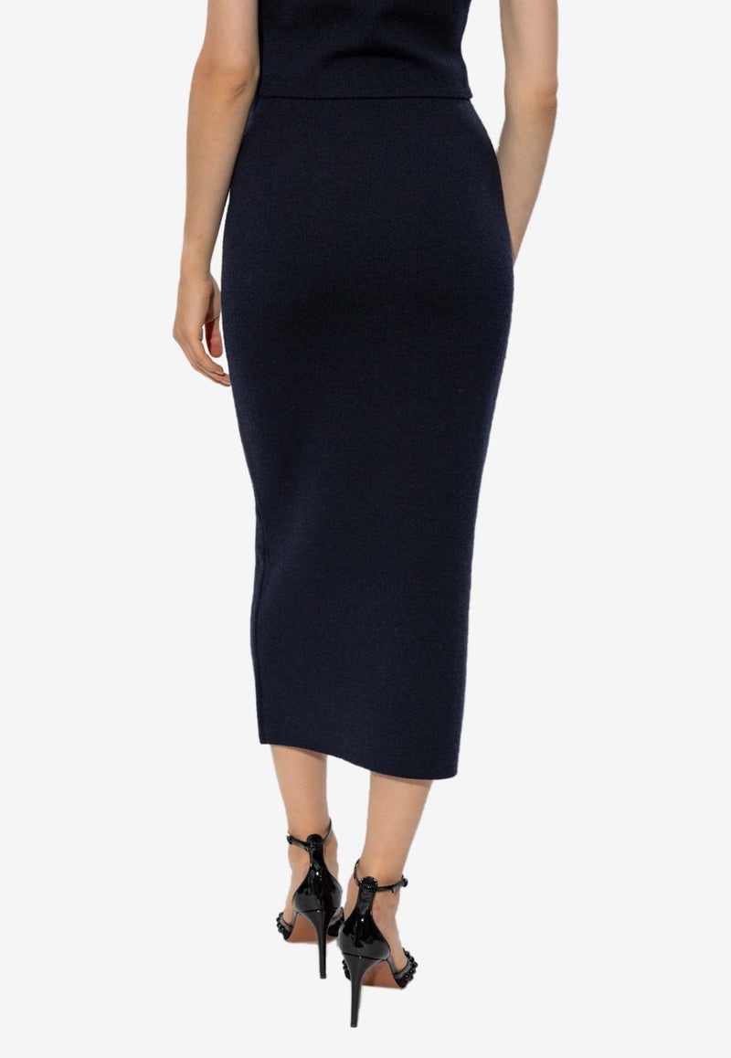 Diamanté Embellished Knitted Midi Skirt