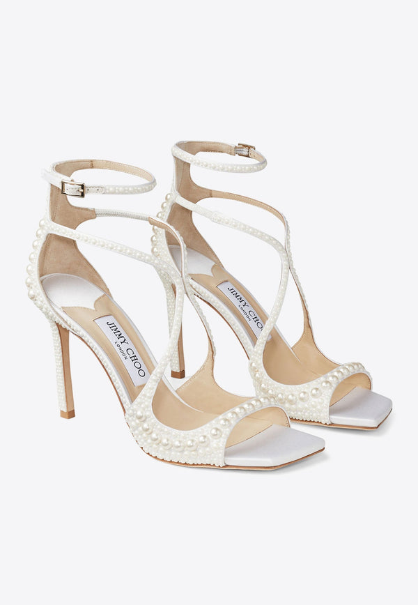 Azia 95 Pearls Embellished Satin Sandals