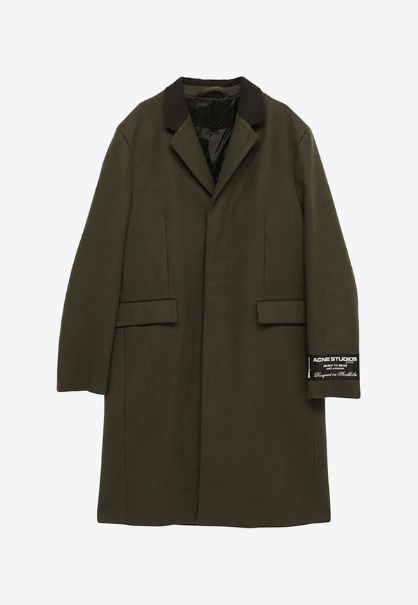 Single-Breasted Wool Blend Coat