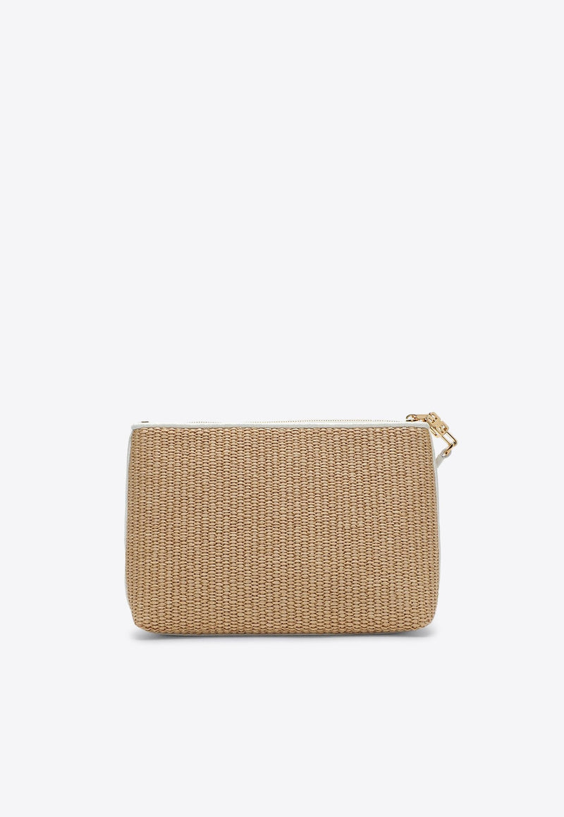 Logo Raffia Clutch Bag